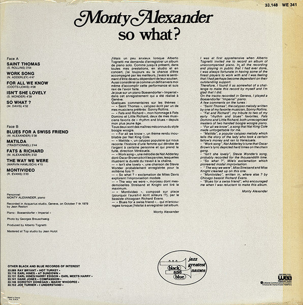 Monty Alexander : So What? (LP, Album)