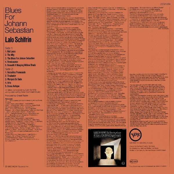 Lalo Schifrin : Blues For Johann Sebastian (LP, Album, RE)