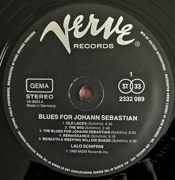 Lalo Schifrin : Blues For Johann Sebastian (LP, Album, RE)