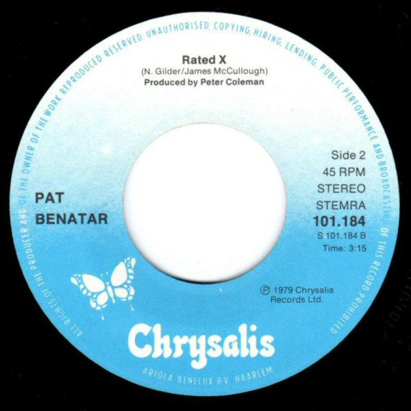 Pat Benatar : I Need A Lover (7", Single, Whi)