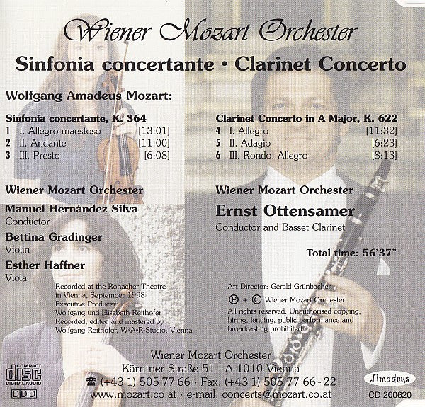 Wiener Mozart Orchester, Wolfgang Amadeus Mozart : Sinfonia Concertante / Clarinet Concerto (CD)