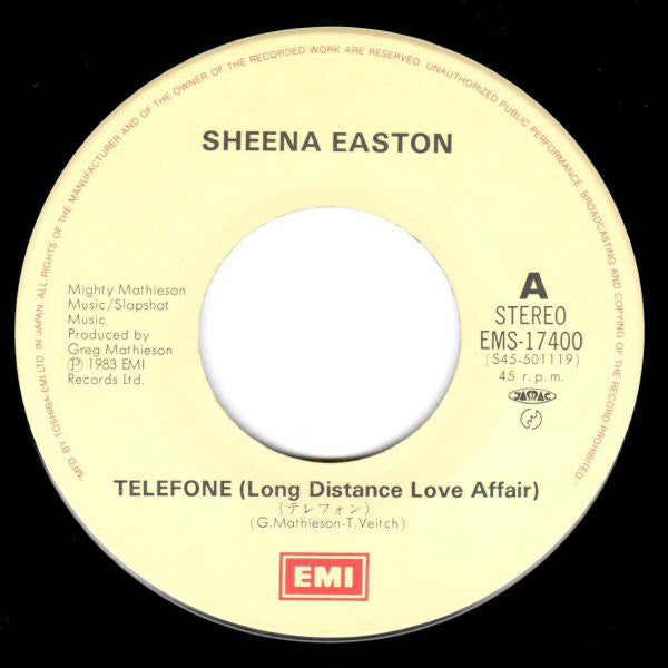 Sheena Easton : Telefone (Long Distance Love Affair) (7")