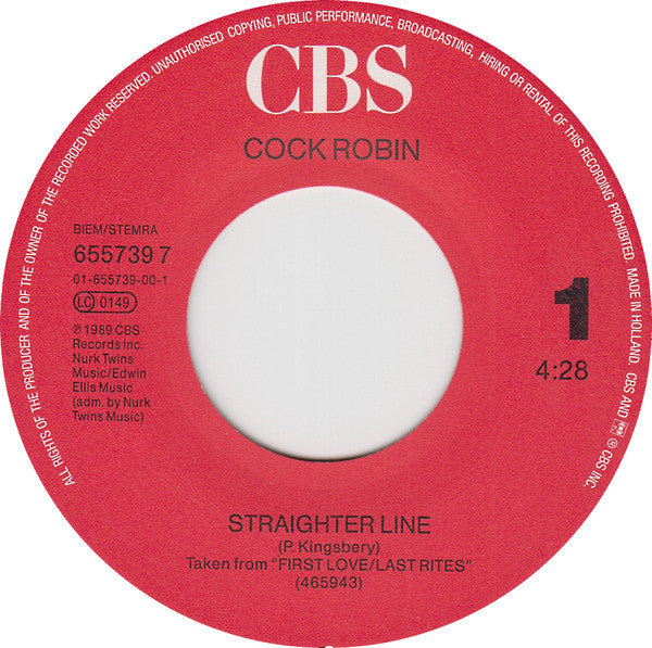 Cock Robin : Straighter Line (7", Single)