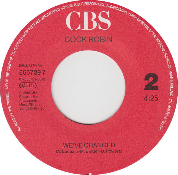 Cock Robin : Straighter Line (7", Single)