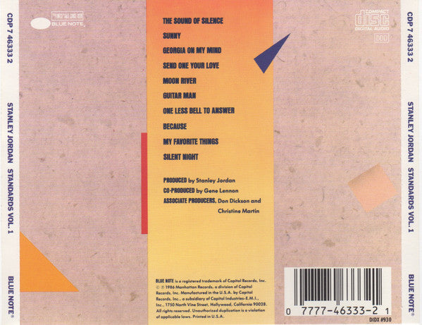 Stanley Jordan : Standards Volume 1 (CD, Album)
