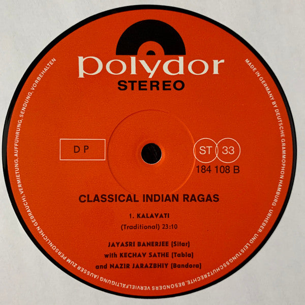 Jayasri Banerjee : Classical Indian Ragas (LP, Album)