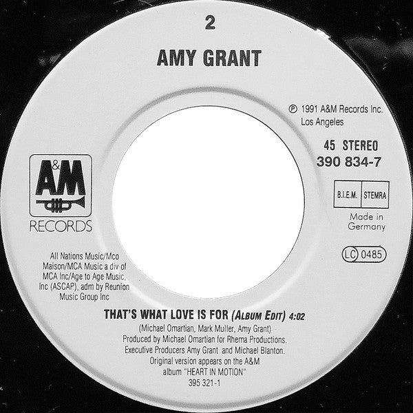 Amy Grant : That's What Love Is For (7", Single)