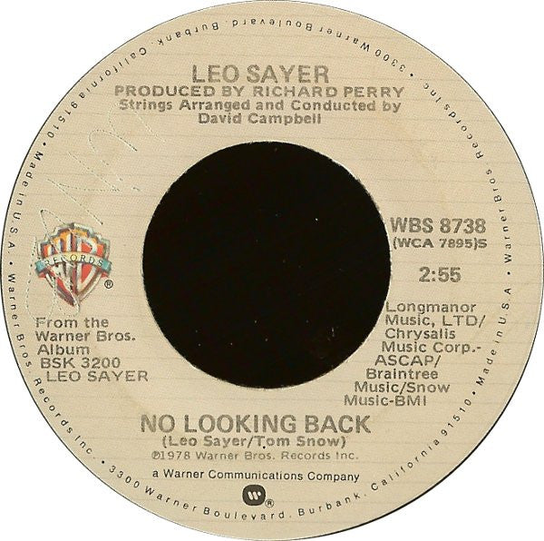 Leo Sayer : Don't Look Away / No Looking Back (7")