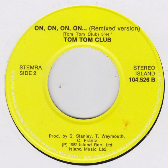Tom Tom Club : Under The Boardwalk (7", Single, Yel)