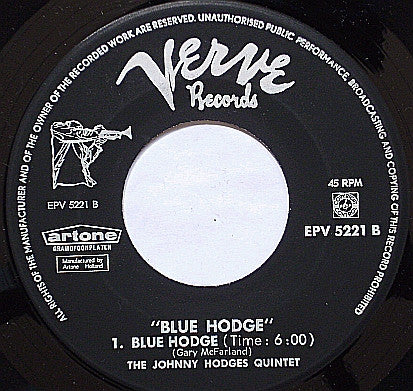 Johnny Hodges : Blue Hodge (7", EP)