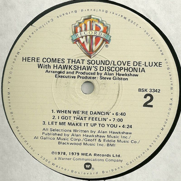 Love De-Luxe With Hawkshaw's Discophonia : Here Comes That Sound (LP, Album)