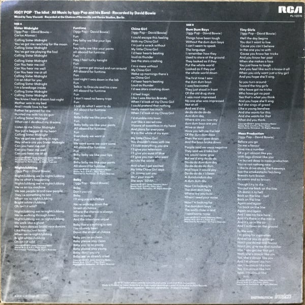 Iggy Pop : The Idiot (LP, Album)