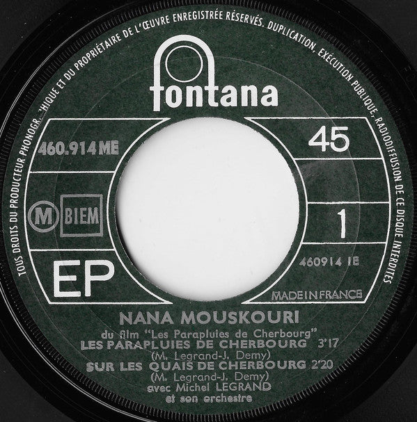 Nana Mouskouri : Les Parapluies De Cherbourg (7", EP)