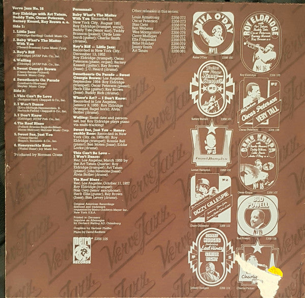 Roy Eldridge : Verve Jazz No. 16 (LP, Comp, Mono)