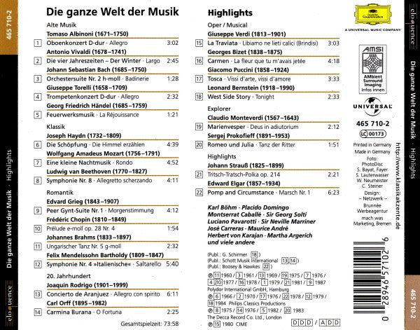 Various : Die Ganze Welt Der Musik (Highlights) (CD, Comp, Multichannel, AMS)