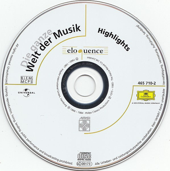 Various : Die Ganze Welt Der Musik (Highlights) (CD, Comp, Multichannel, AMS)