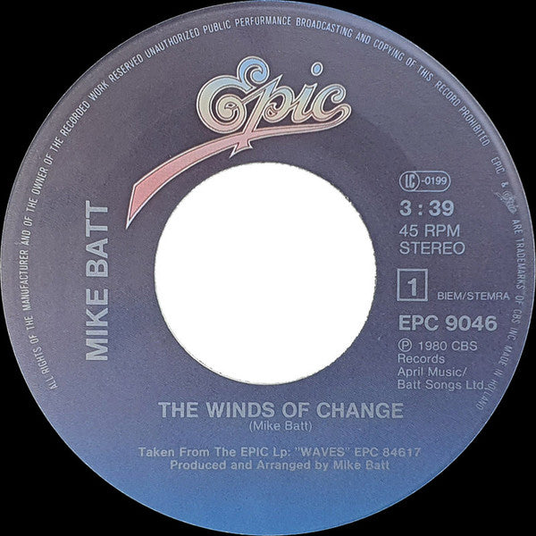 Mike Batt : The Winds Of Change (7", Single)