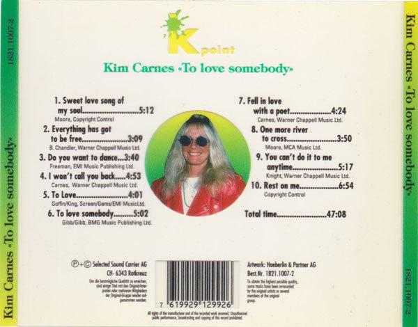 Kim Carnes : To Love Somebody (CD, Gol)