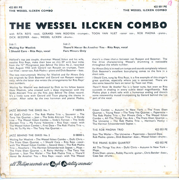The Wessel Ilcken Combo With Rita Reys : The Wessel Ilcken Combo With Rita Reys (7", EP, Mono)