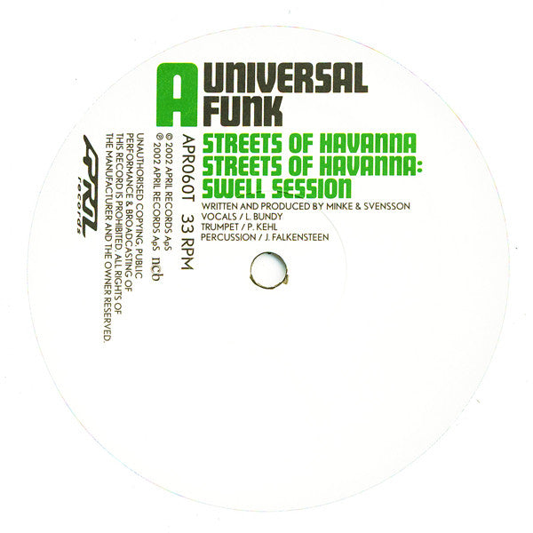 Universal Funk : Streets Of Havanna (12")