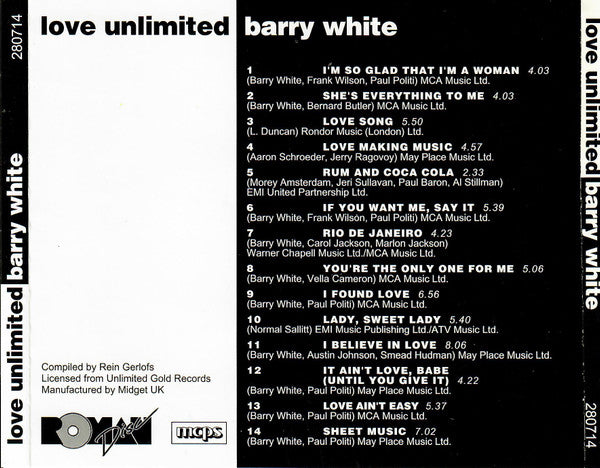 Barry White, Love Unlimited : Love Unlimited Barry White (CD, Comp)