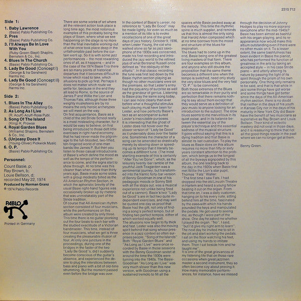 The Count Basie Trio : For The First Time (LP, Album)