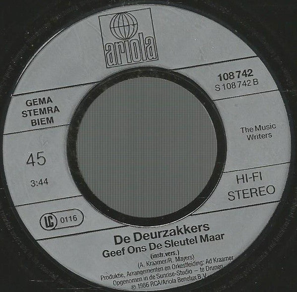 De Deurzakkers : Geef Ons De Sleutel Maar (7", Single)