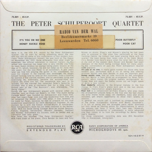 The Peter Schilperoort Quartet : PS 4 (7", EP)