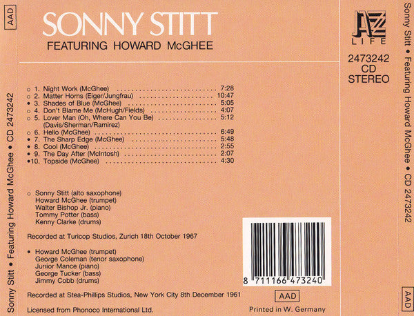 Sonny Stitt Featuring Howard McGhee : Sonny Stitt Featuring Howard McGhee (CD, Comp)