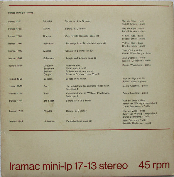 Jean Decroos & Danièle Dechenne* : Schumann Fantasiestücke Opus 73 (7", EP, Gat)