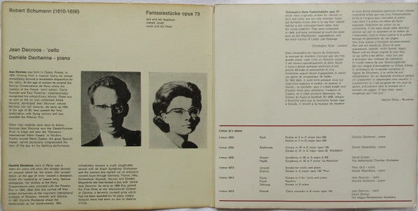 Jean Decroos & Danièle Dechenne* : Schumann Fantasiestücke Opus 73 (7", EP, Gat)