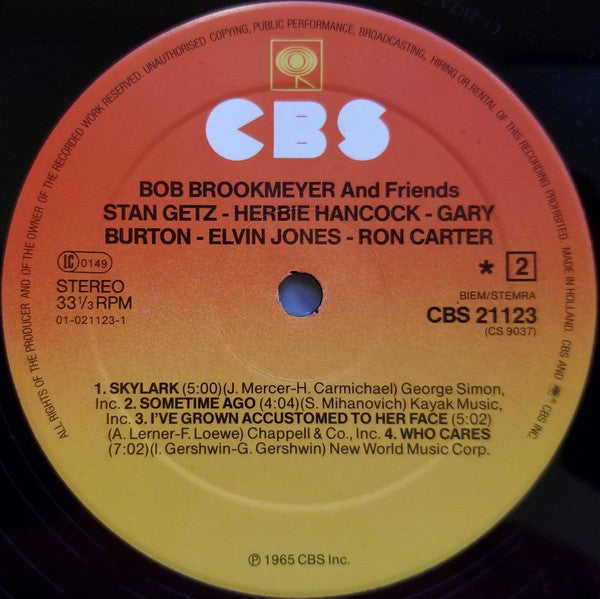 Bob Brookmeyer : Bob Brookmeyer And Friends Stan Getz Herbie Hancock Ron Carter Gary Burton Elvin Jones (LP, Album, RE)