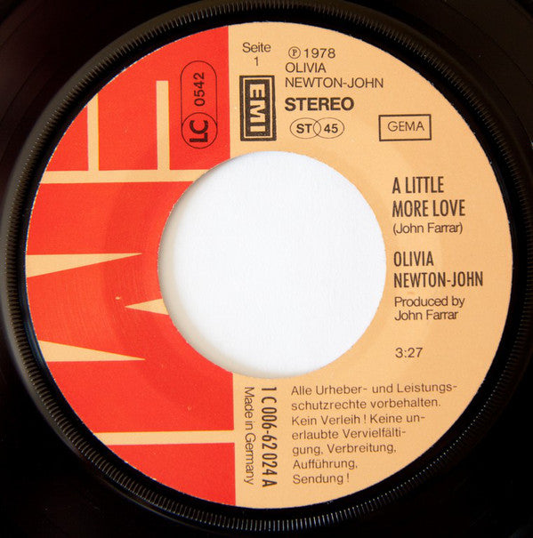 Olivia Newton-John : A Little More Love (7", Single)