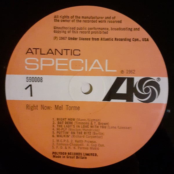 Mel Tormé : Right Now! (LP, Album, RE)