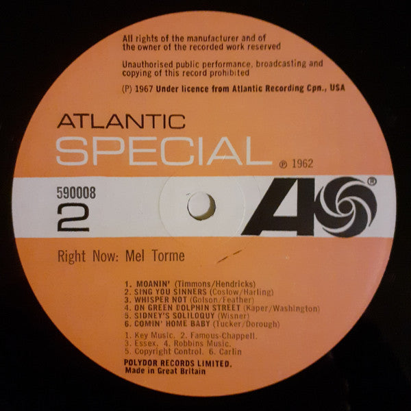 Mel Tormé : Right Now! (LP, Album, RE)