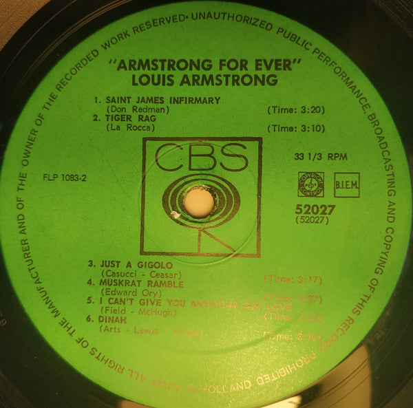 Louis Armstrong : Armstrong For Ever (LP, Comp)