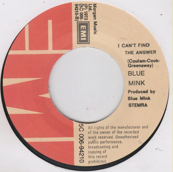 Blue Mink : By The Devil (I Was Tempted) (7", Single)