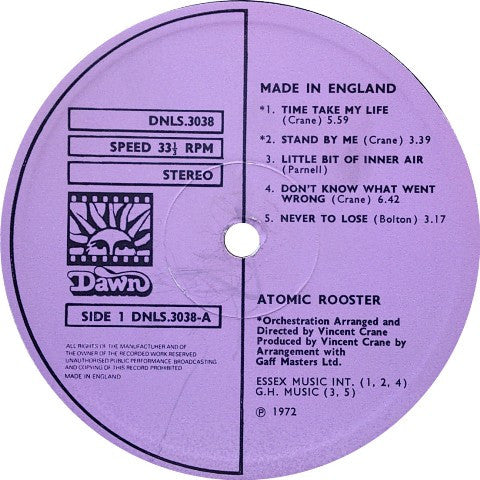 Atomic Rooster : Made In England (LP, Album, Blu)