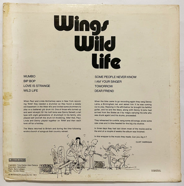 Wings (2) : Wild Life (LP, Album, RE)