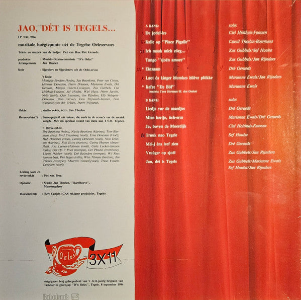 Various : Joa, Dét Is Tegels... Muzikale Hoëgtepunte Oét De Tegelse Oelesrevues (LP)
