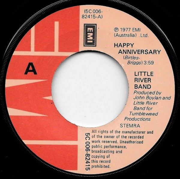Little River Band : Happy Anniversary / Sweet Old Fashioned Man (7", Single)