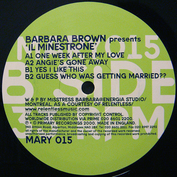 Barbara Brown : 'iL Minestrone (12", EP)