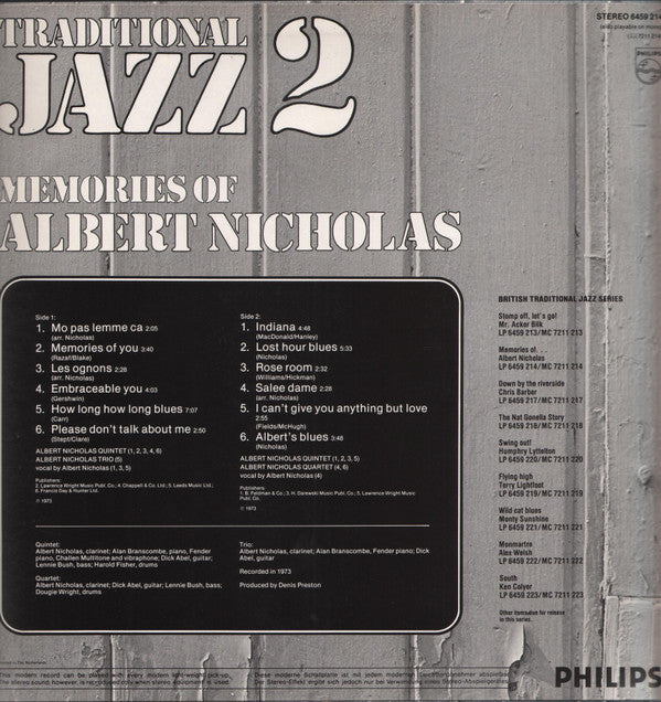 Albert Nicholas : Traditional Jazz 2: Memories Of Albert Nicholas (LP)