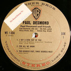 Paul Desmond : "First Place Again" Playboy (LP)