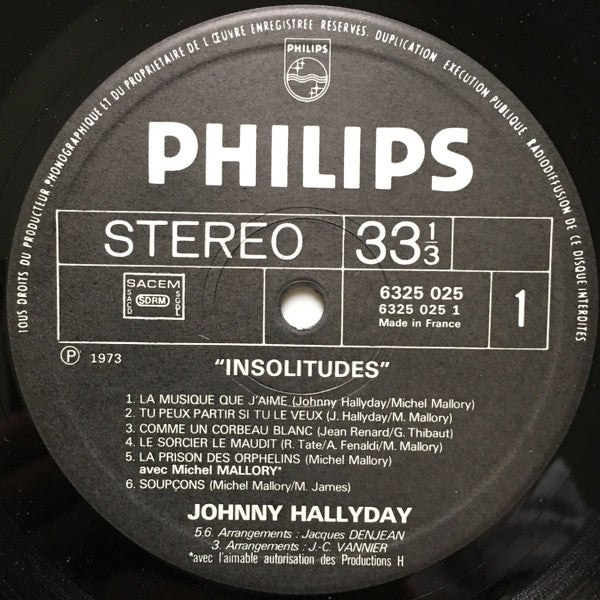 Johnny Hallyday : Insolitudes (LP, Album, Gat)