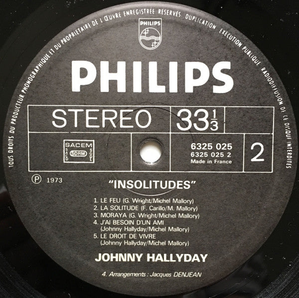 Johnny Hallyday : Insolitudes (LP, Album, Gat)