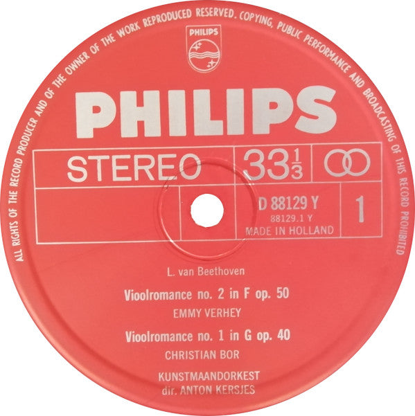 Ludwig van Beethoven / Johann Sebastian Bach - Emmy Verhey, Christiaan Bor, Kunstmaandorkest, Anton Kersjes : Vioolromance No. 1 In G / Vioolromance No. 2 In F / Dubbelconcert (LP, Album)