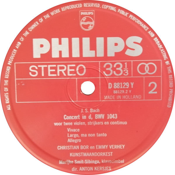 Ludwig van Beethoven / Johann Sebastian Bach - Emmy Verhey, Christiaan Bor, Kunstmaandorkest, Anton Kersjes : Vioolromance No. 1 In G / Vioolromance No. 2 In F / Dubbelconcert (LP, Album)