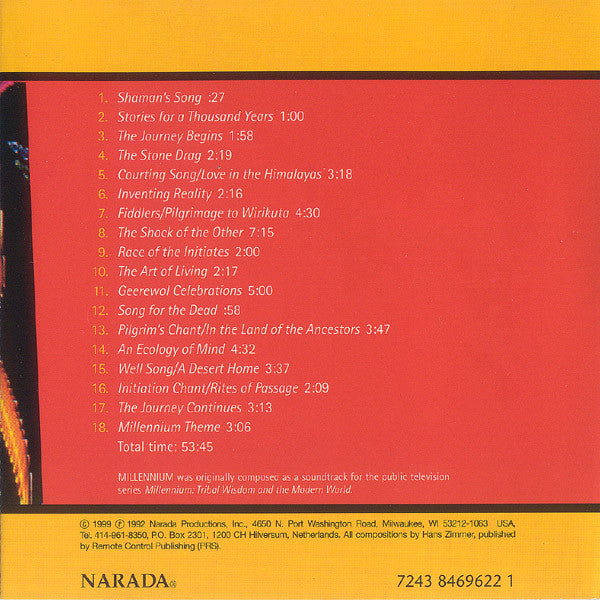 Hans Zimmer : Millennium - Tribal Wisdom And The Modern World (CD, Album, RM)
