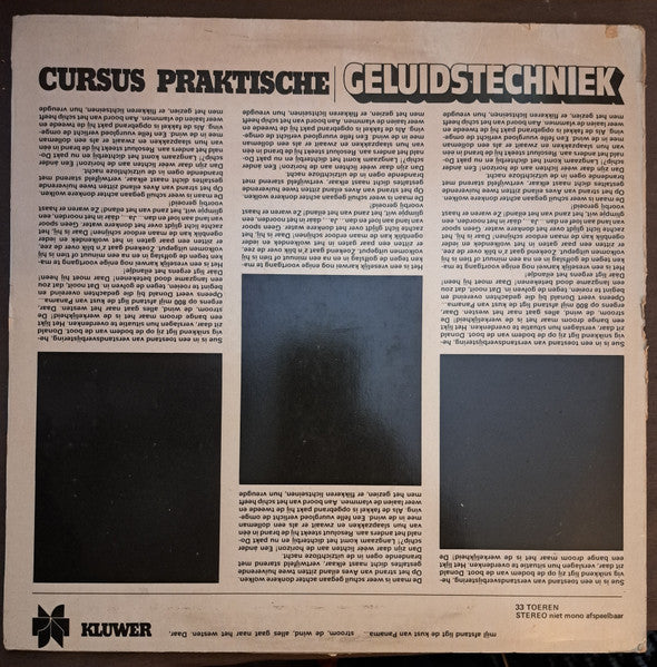 Kluwer : Praktische Cursus Geluidstechniek (LP, TP)